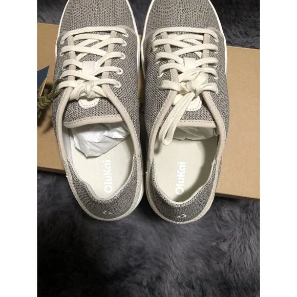 Olukai Womens Pehuea Li Lace up Canvas Sneakers Shoes, Size 9.5, Tapa/White Sand - Picture 5 of 6